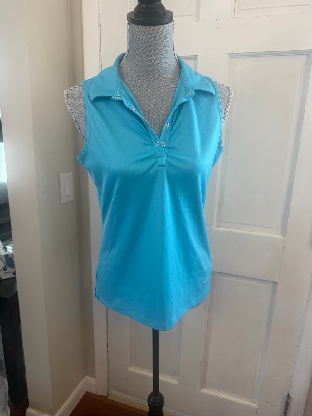Callaway Sleeveless Golf Polo Aqua Blue Performance Top Size L